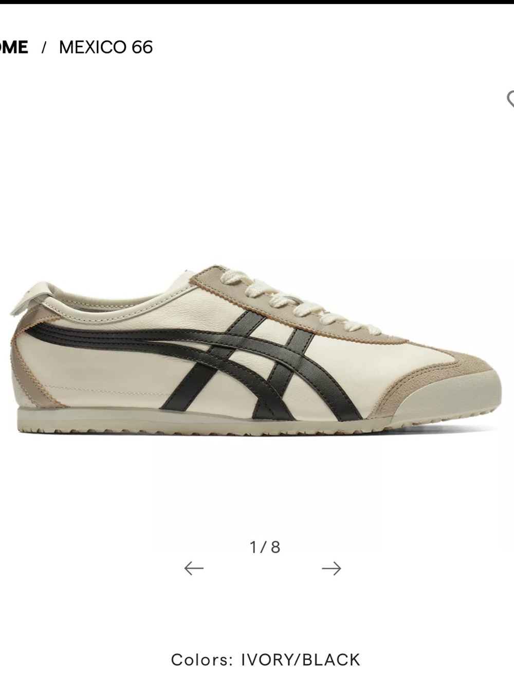 Onitsuka Tiger by Asics Mexico 66 Sneakers in Ivory and Black